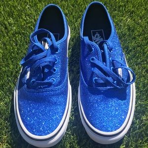 Rare Vans Authentic Blue Glitter Womens 7